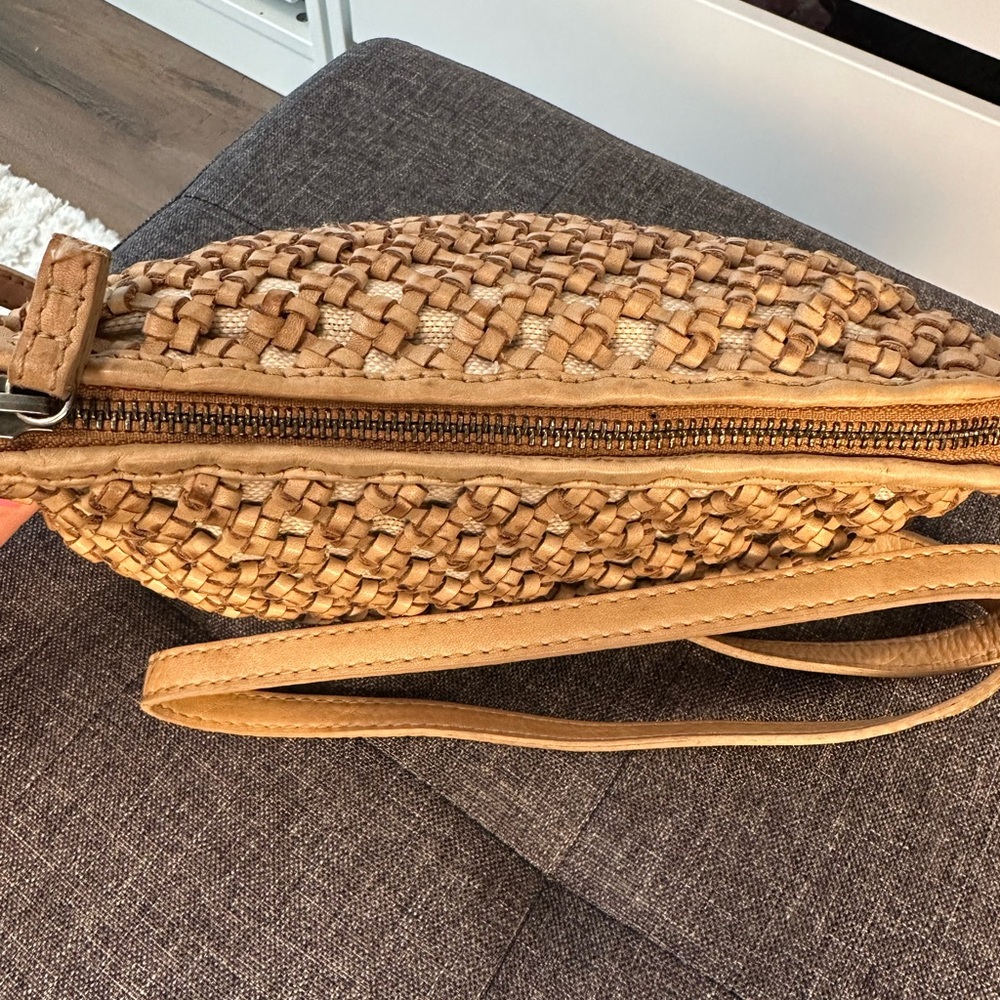 Genuine Leather Woven Crossbody Bag Tan Boho Small Purse - Picture 4 of 7
